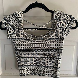 Cute Tribal Print Short sleeve Crop Top